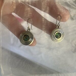Lucky Brand Silver Earrings with Green Accents